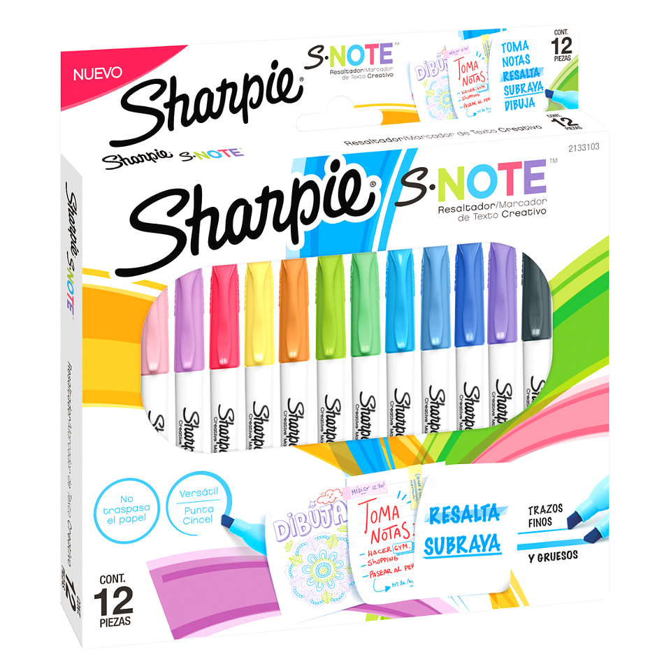 Marcador Sharpie S-Note 12 colores 1
