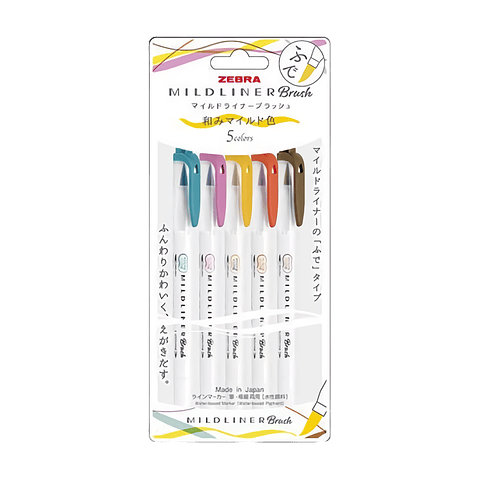Zebra Mildliner Brush Warm - Set 5 Colores