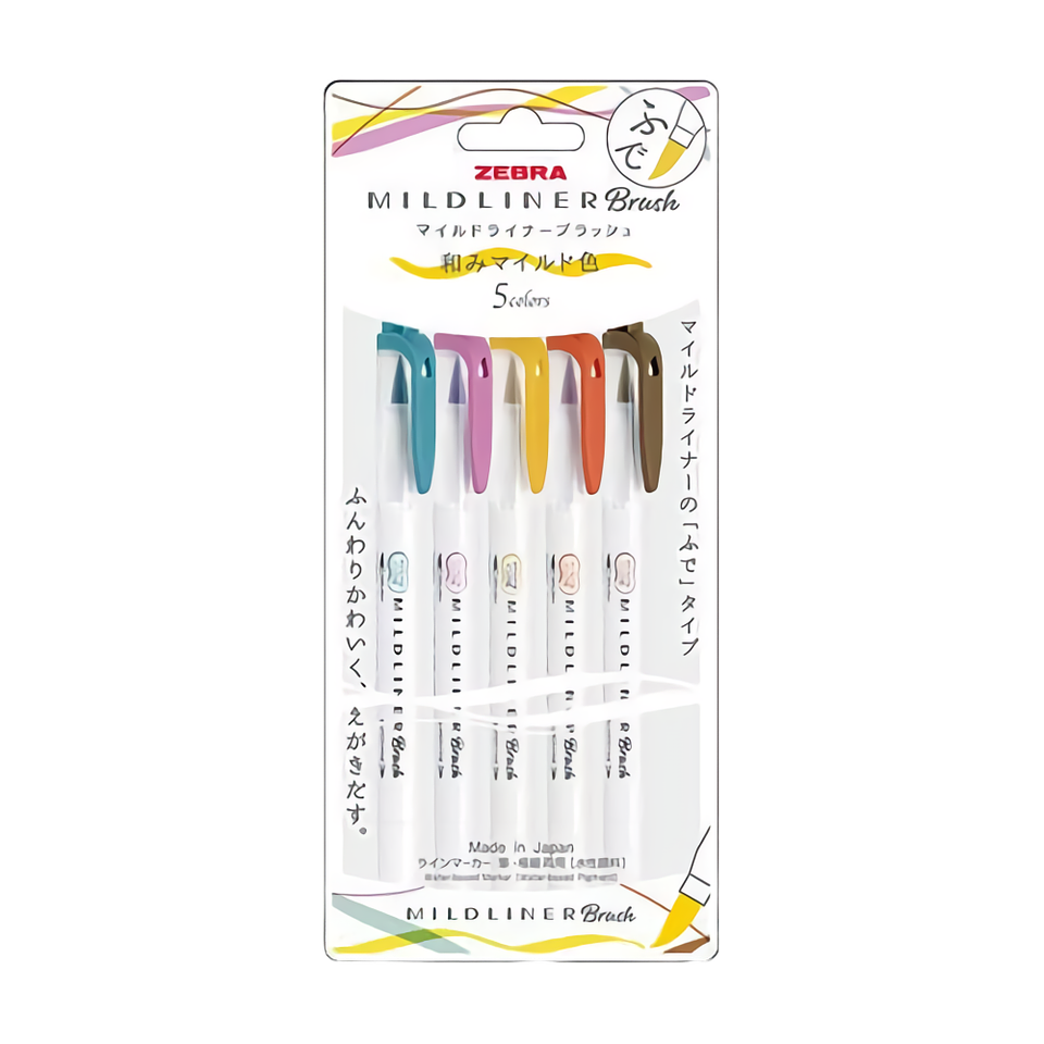 Zebra Mildliner Brush Warm - Set 5 Colores 1