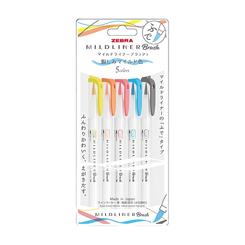 Zebra Mildliner Brush Friendly Colors - Set De 5 Colores