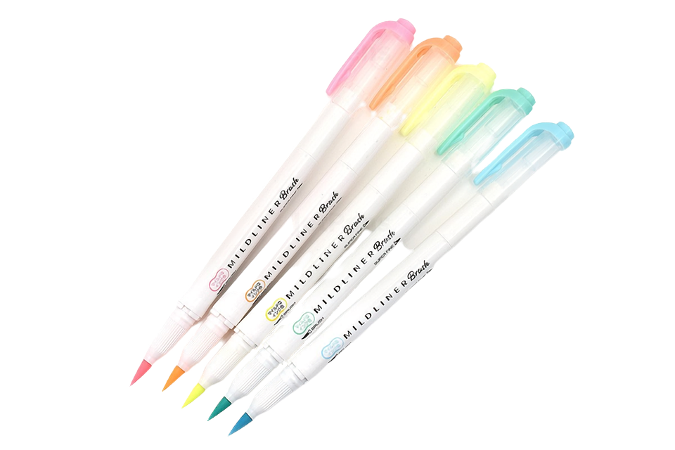 Zebra Mildliner Brush Fluorescent - Set De 5 Colores 2