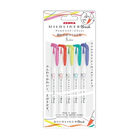 Zebra Mildliner Brush Bright - Set De 5 Colores