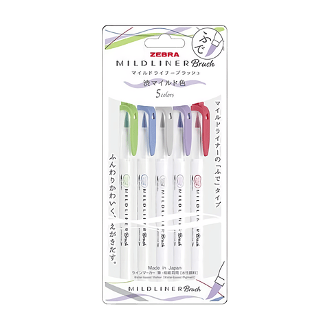 Zebra Mildliner Brush Cool And Refined - Set De 5 Colores