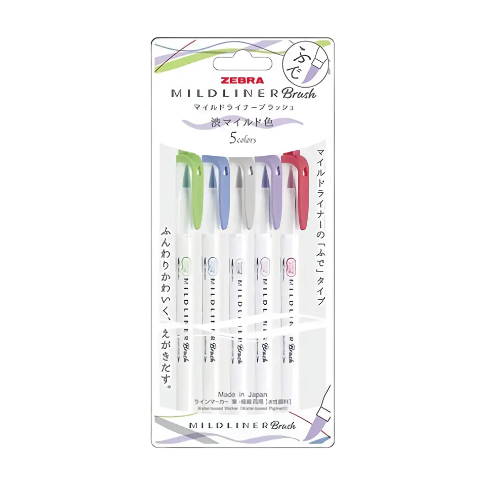 Zebra Mildliner Brush Cool And Refined - Set De 5 Colores 1