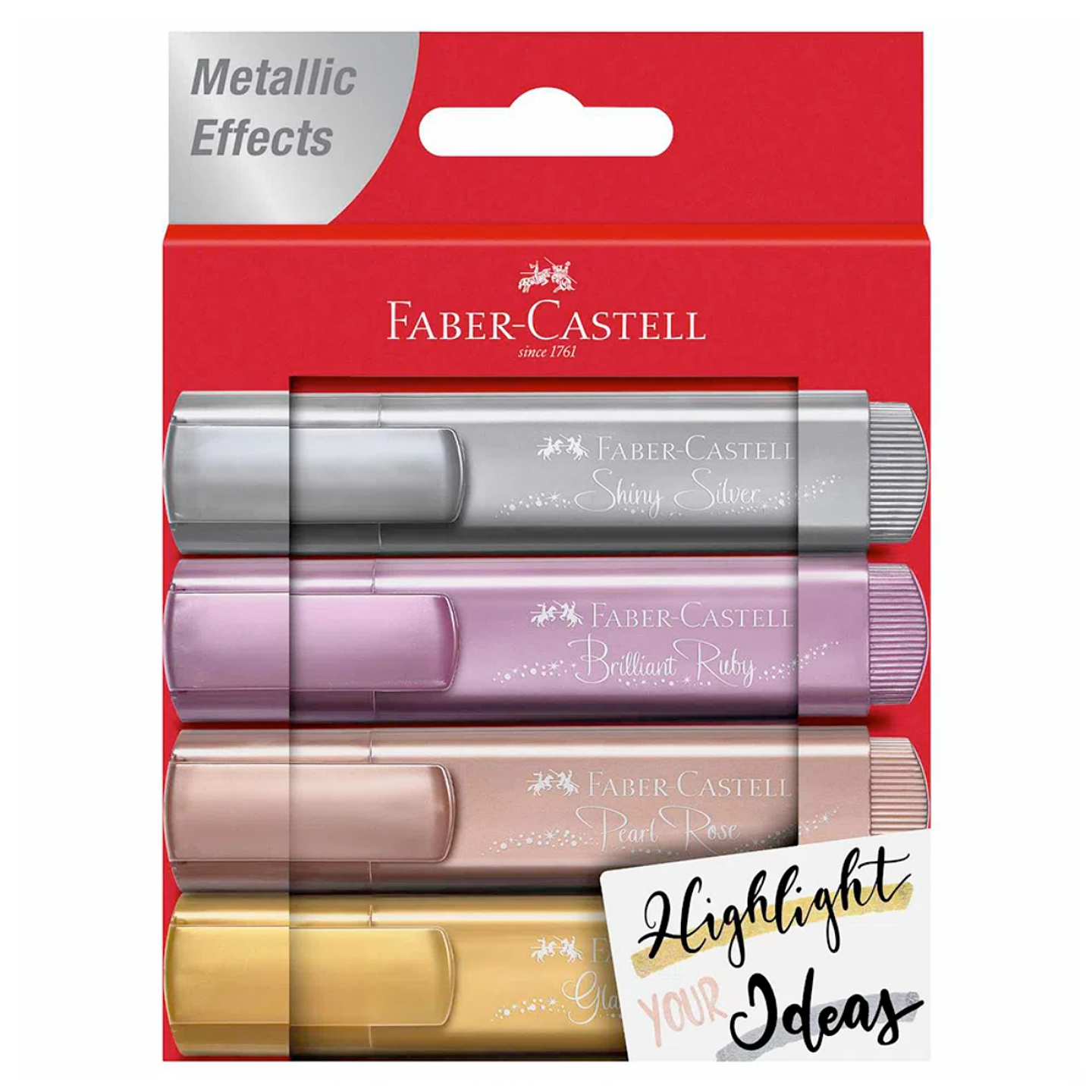 Destacador Faber Castell Metallic 4 unidades 1