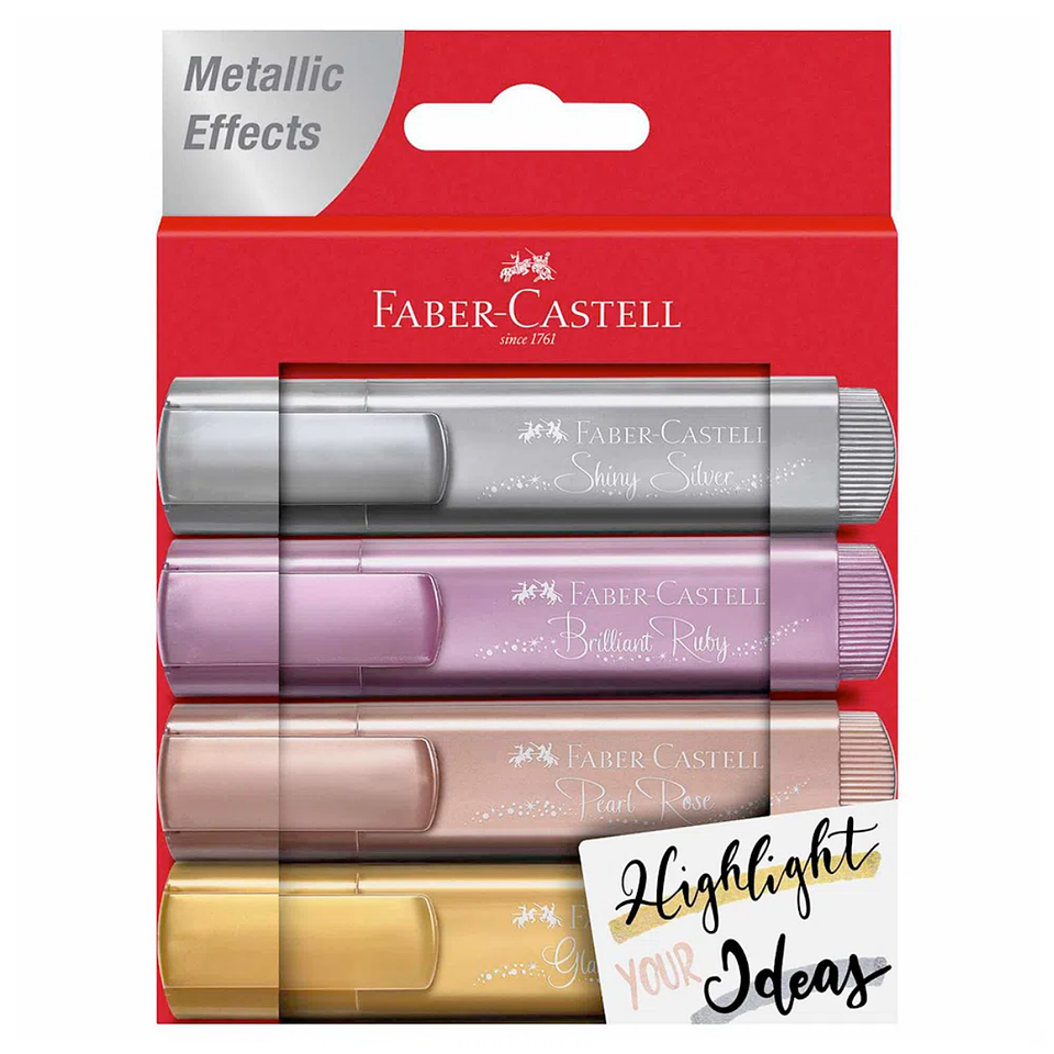 Destacador Faber Castell Metallic 4 unidades 1