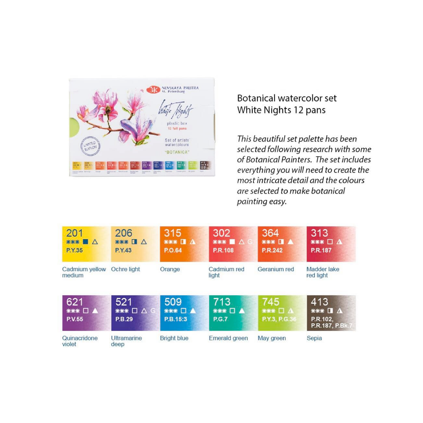 White Nights - Acuarelas 12 Colores - Tonos Botanicas 3