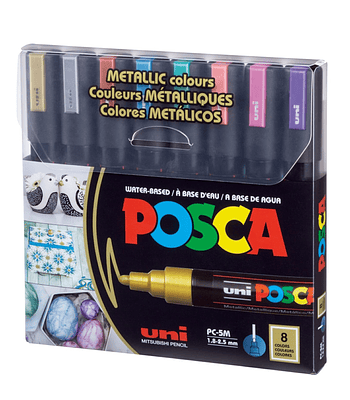 Marcadores Posca Pc-5M (1.8 - 2.5mm) - Set De 8 Colores Metalicos