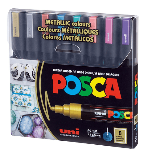 Marcadores Posca Pc-5M (1.8 - 2.5mm) - Set De 8 Colores Metalicos