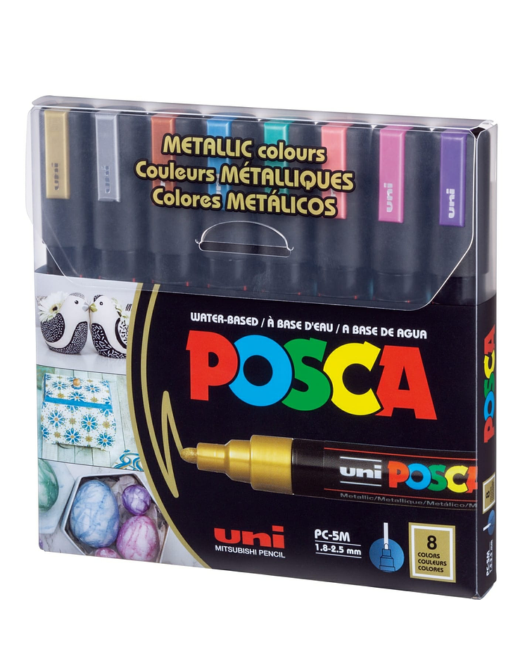 Marcadores Posca Pc-5M (1.8 - 2.5mm) - Set De 8 Colores Metalicos