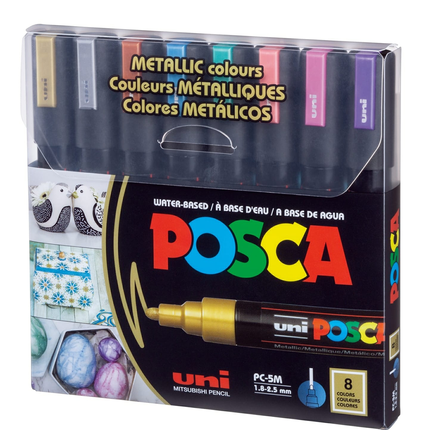 Marcadores Posca Pc-5M (1.8 - 2.5mm) - Set De 8 Colores Metalicos 1