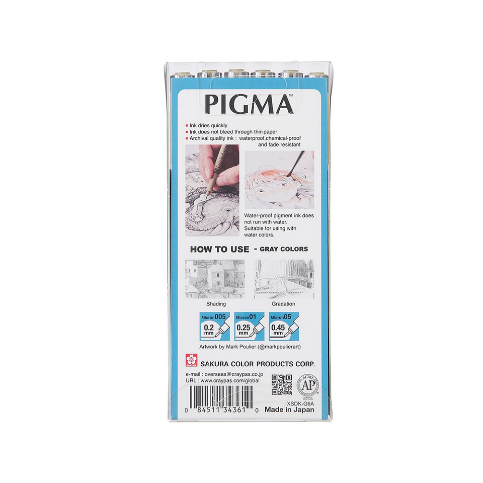 Set 6 Tiralíneas Pigma Micron Sakura Grises Frios 2