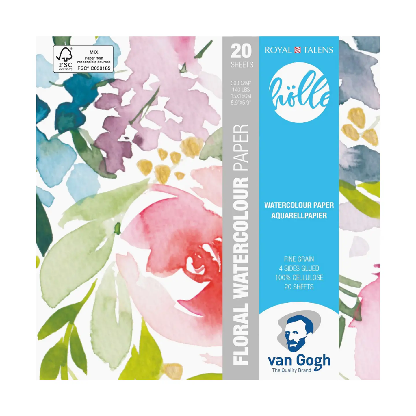 Block Acuarela Van Gogh Frau Hölle Floral 300gr 20 Hojas 2