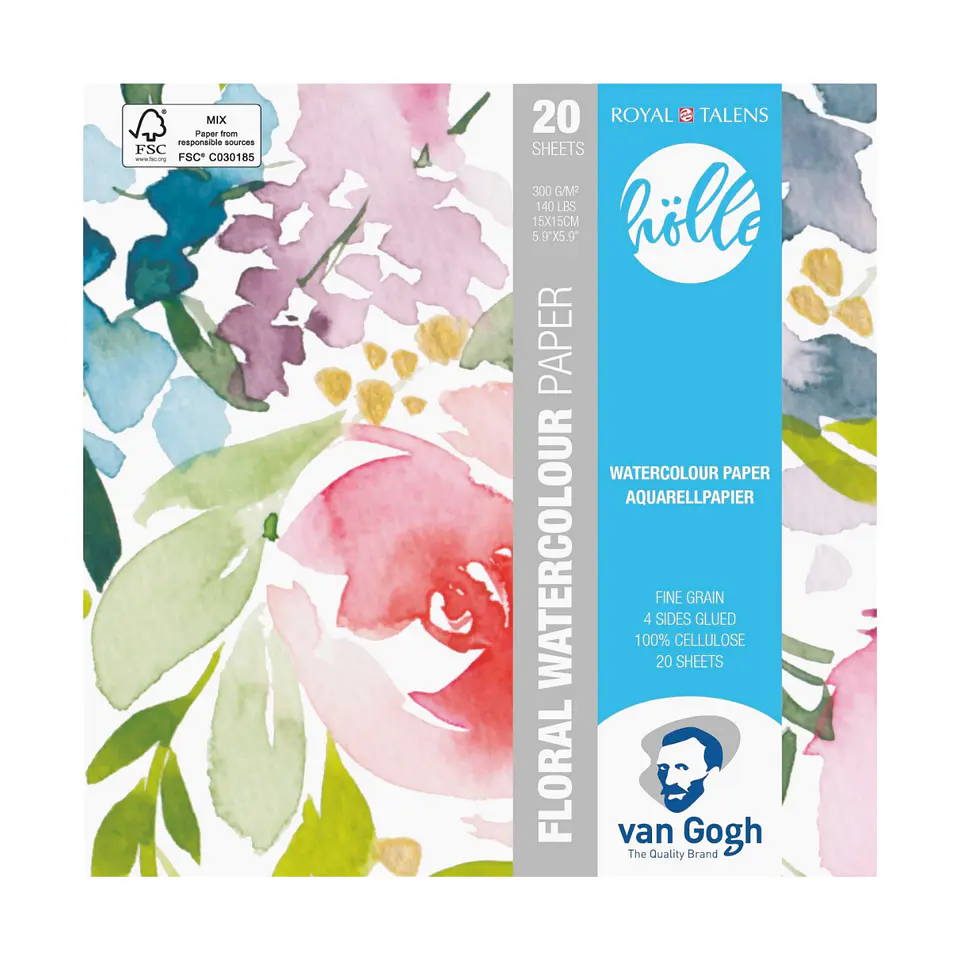 Block Acuarela Van Gogh Frau Hölle Floral 300gr 20 Hojas 2