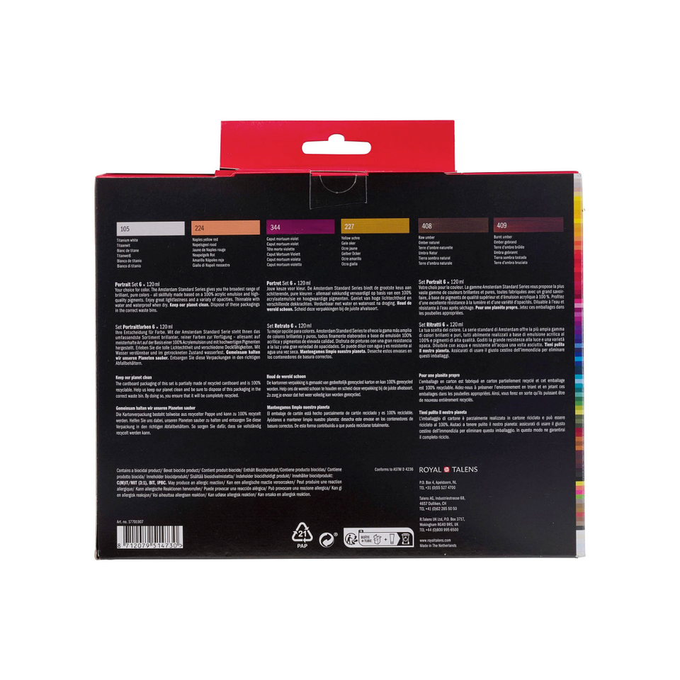 Set 6 Acrílicos 20ml Colores Retrato (Portrait) 3