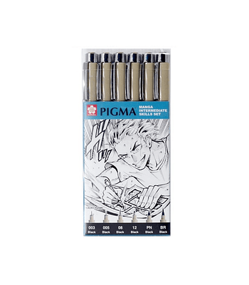 Set 6 Tiralíneas Pigma Micron Sakura Manga Intermedio