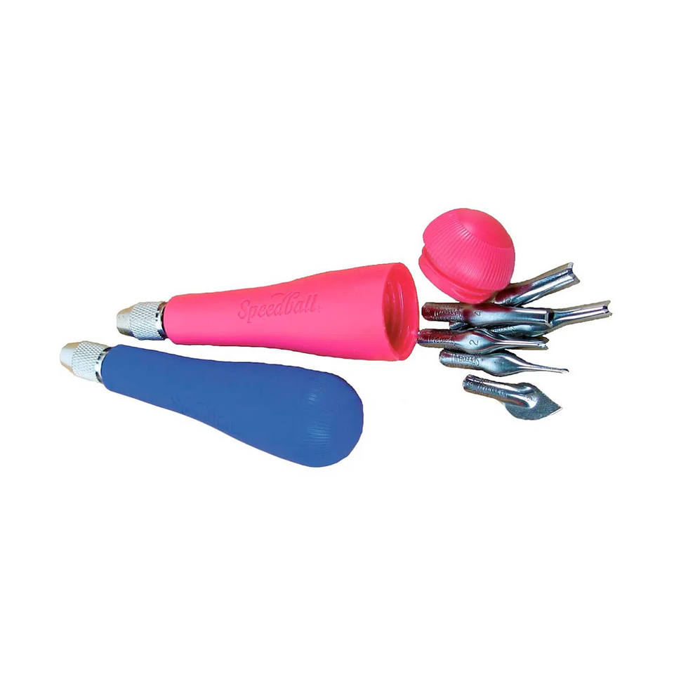 Set #2 de 6 gubias para linóleo + 2 mangos Speedball 2