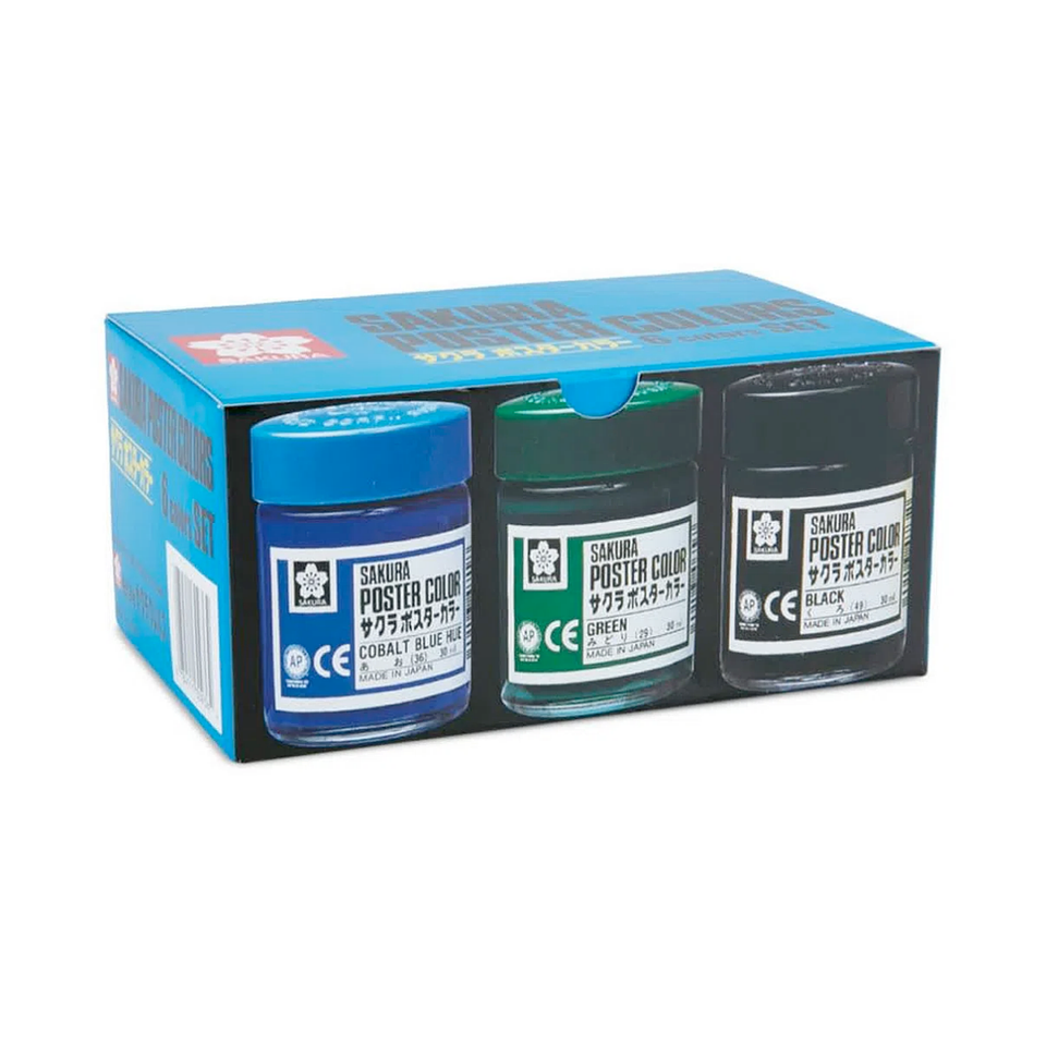 Témpera Profesional Poster Color Sakura 6 Colores 1