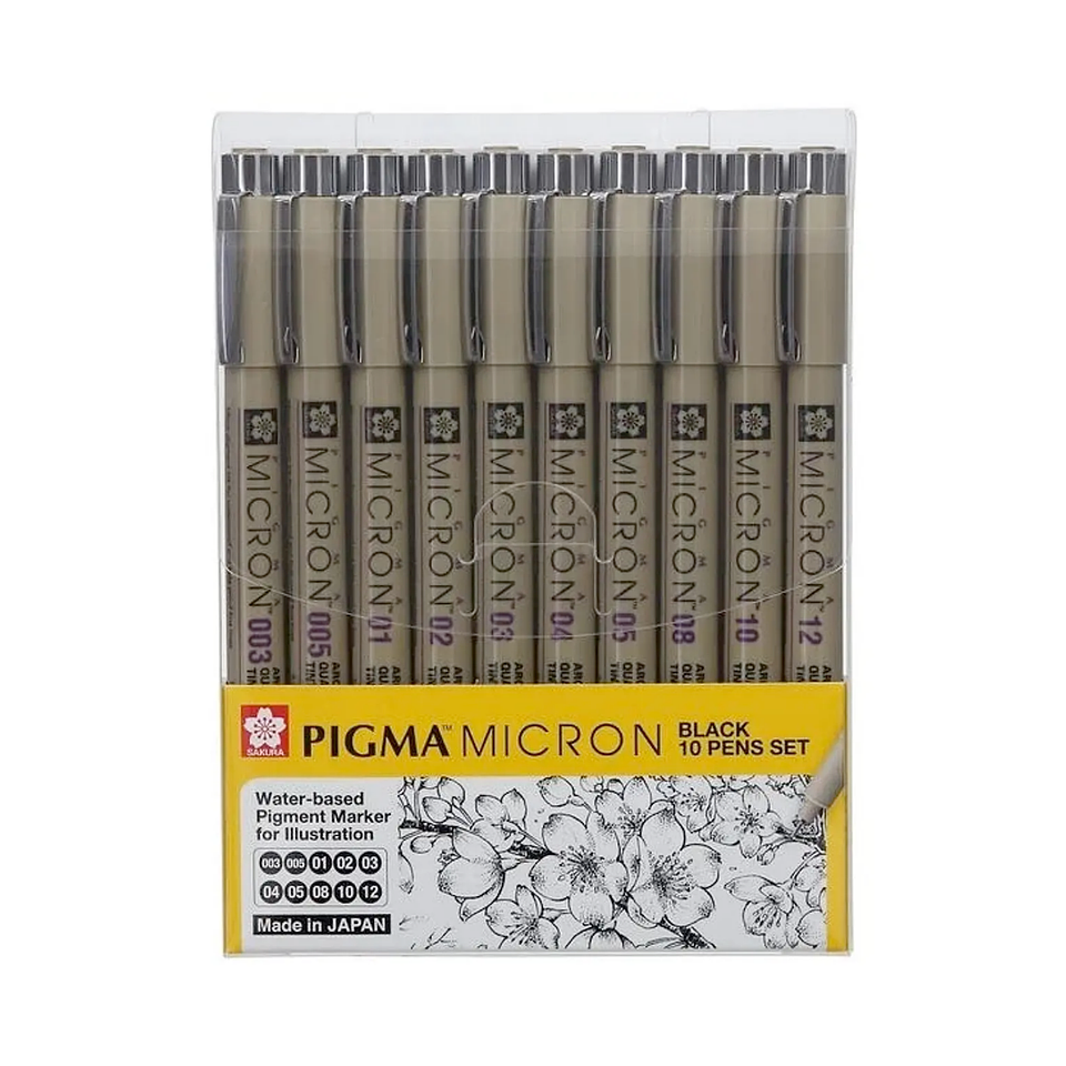 Set 10 Tiralíneas Pigma Micron Sakura Negro Manga Intermedio 1