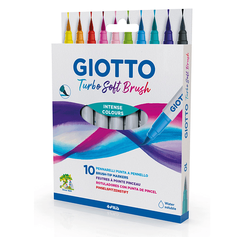 Marcador Punta Pincel Giotto Turbo Soft Brush 10 Colores