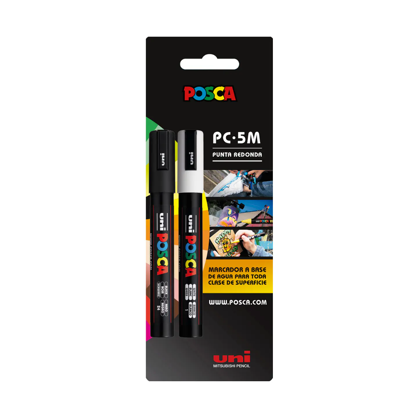 Posca 5M (1.8 - 2.5mm) - Set De 2 marcadores Blanco y Negro 1