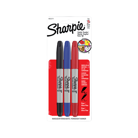 Set 3 Lapices Sharpie Doble Punta