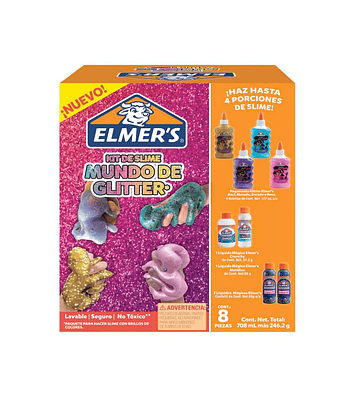 Kit Slime Mundo de Glitter 8 Piezas Elmers