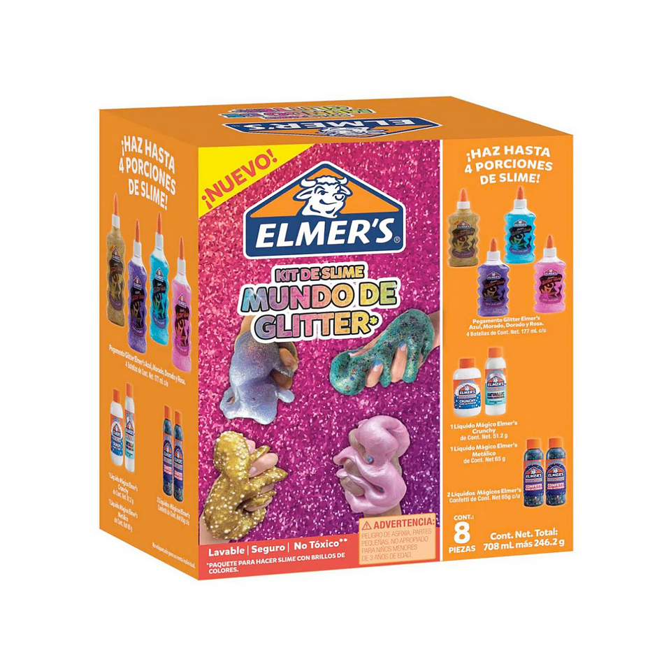 Kit Slime Mundo de Glitter 8 Piezas Elmers 2