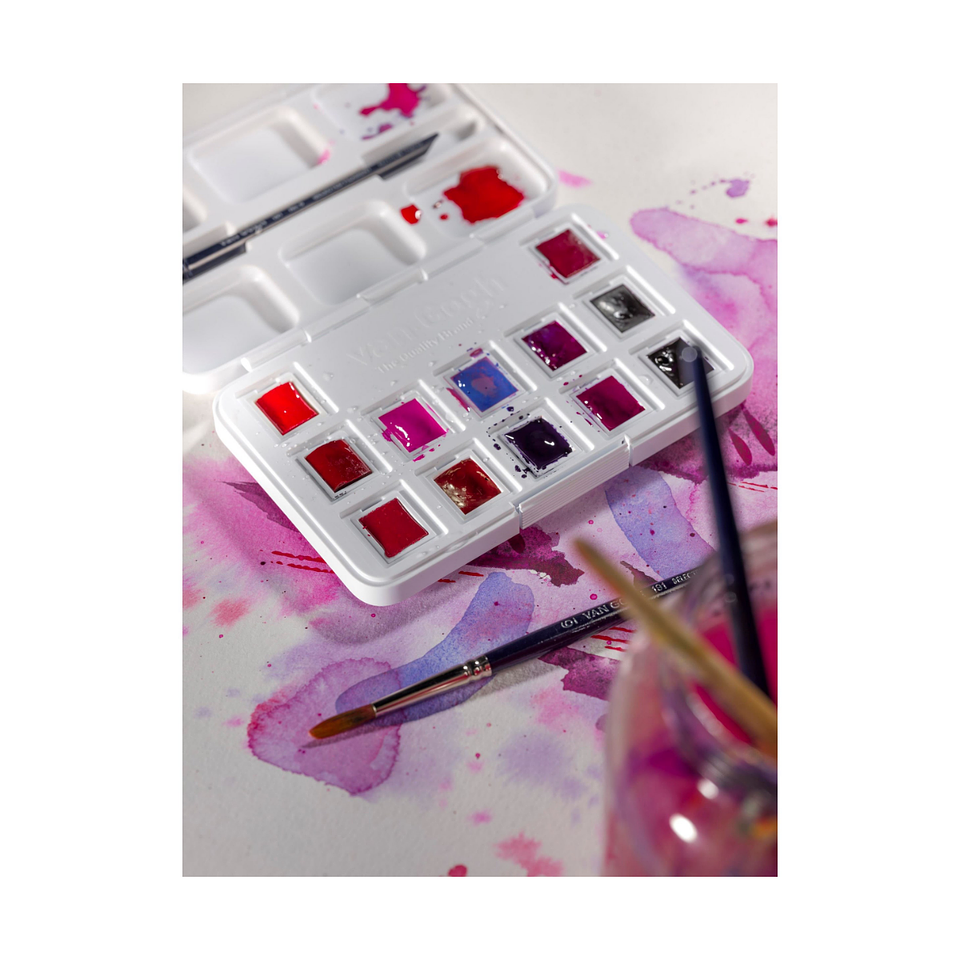 Acuarela en Pastillas Van Gogh Set 12 Rosas y Violetas 5