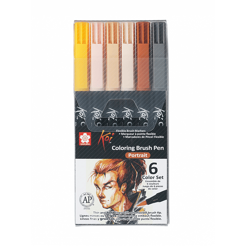 Set Plumones Acuarelables Sakura Koi Brush 6 Colores Retrato