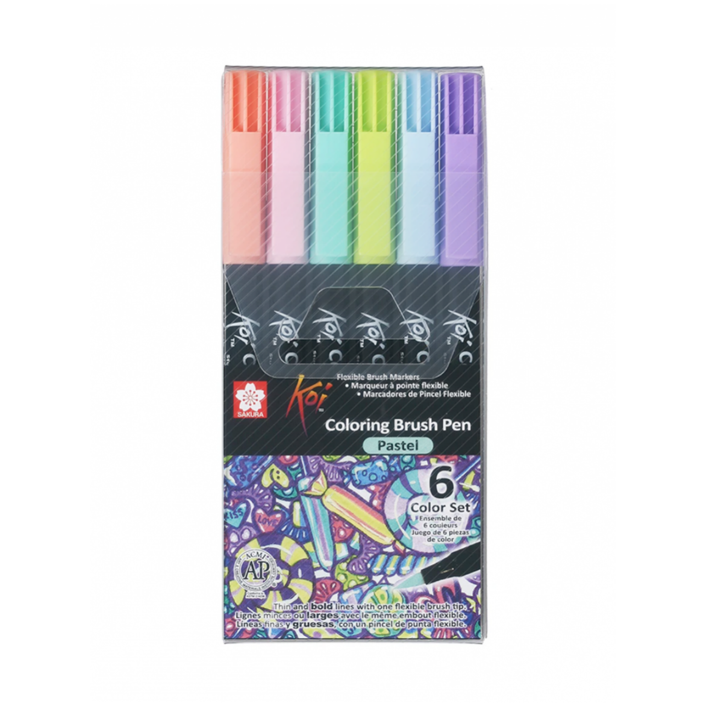 Set Plumones Acuarelables Sakura Koi Brush 6 Colores Pastel 1