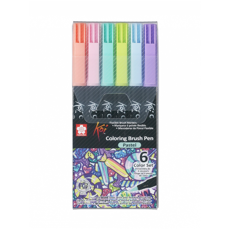 Set Plumones Acuarelables Sakura Koi Brush 6 Colores Pastel 1