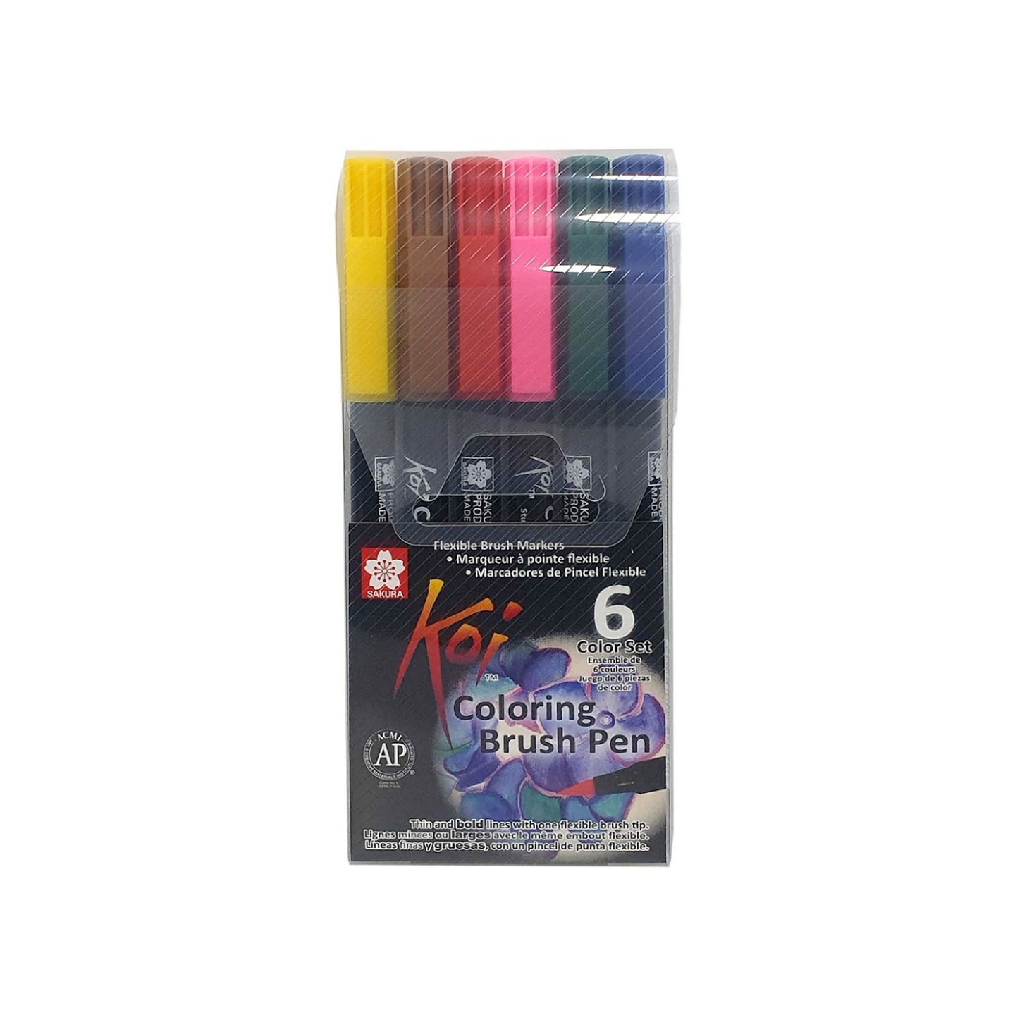 Set Plumones Acuarelables Sakura Koi Brush 6 Colores Básicos 1