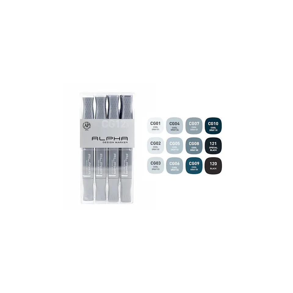 Marcadores Alpha Design Set 12 Colores Gris Frío 2