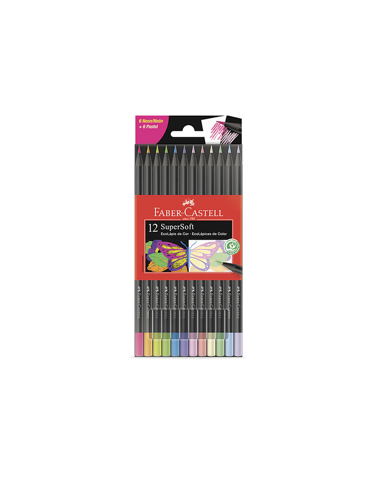 Lapices Supersoft Pastel Neon Faber Castell 12 Colores