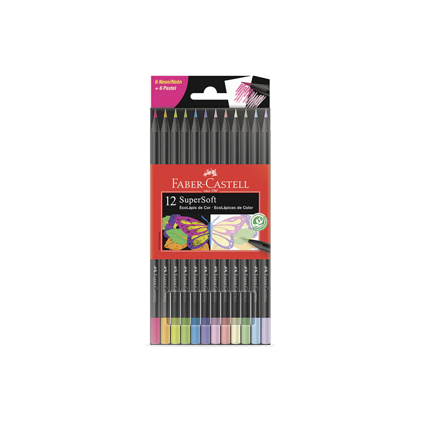Lapices Supersoft Pastel Neon Faber Castell 12 Colores 1