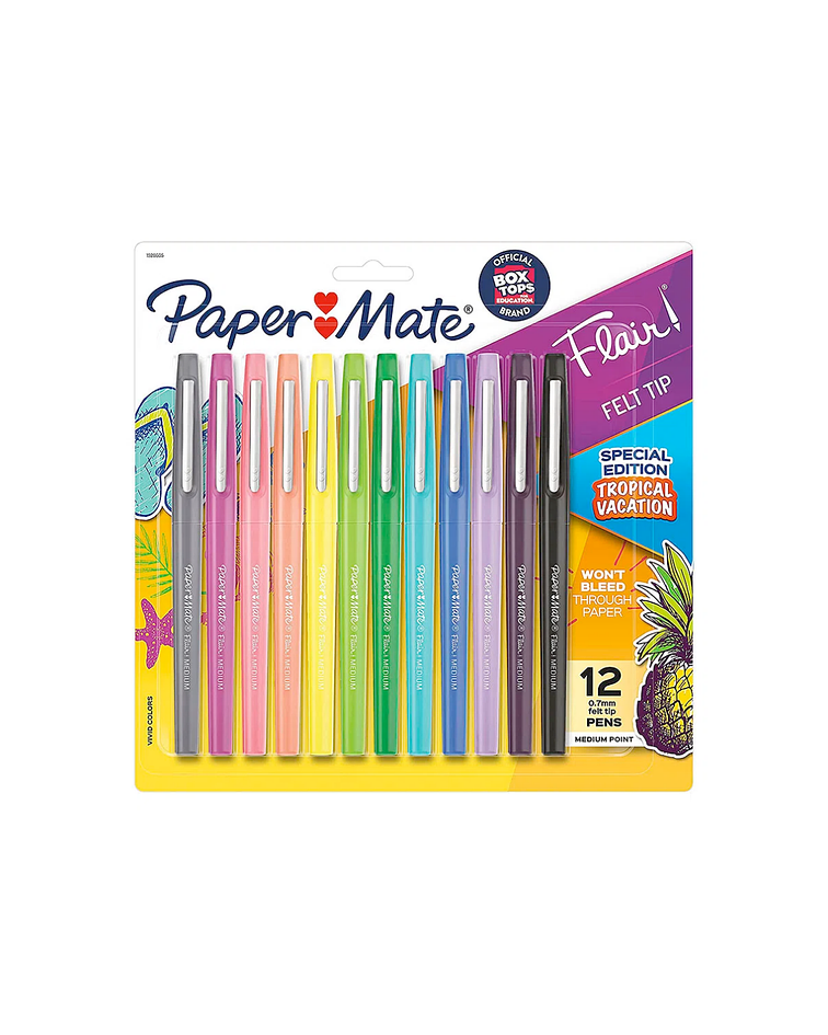 Paper Mate Flair - Set 12 Tiralíneas Punta Media Tropical