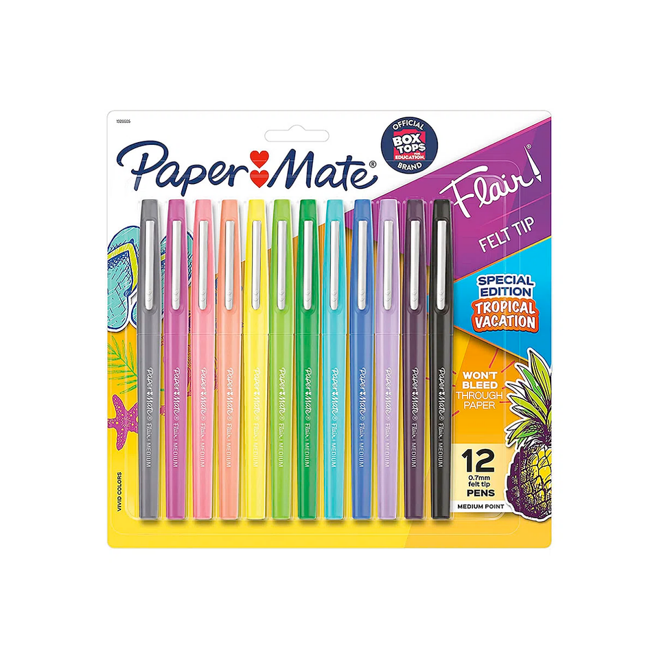 Paper Mate Flair - Set 12 Tiralíneas Punta Media Tropical 1