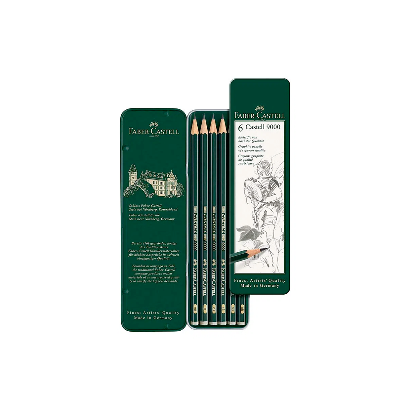 Set 6 Lápices Grafito Faber-Castell 9000 2