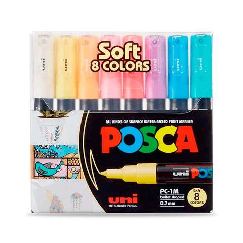Marcadores Posca 1M Set 8 Colores Pastel
