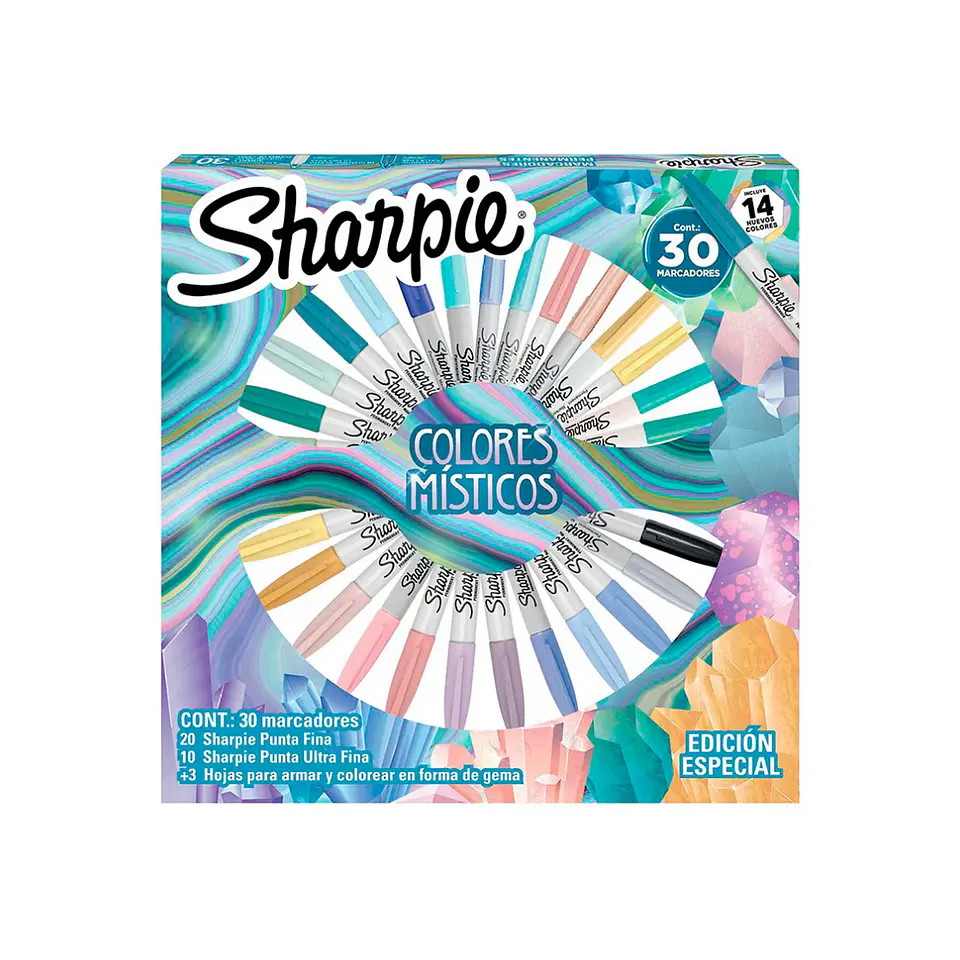 Set 30 Marcadores Punta Fina Colores Místicos Ruleta 1