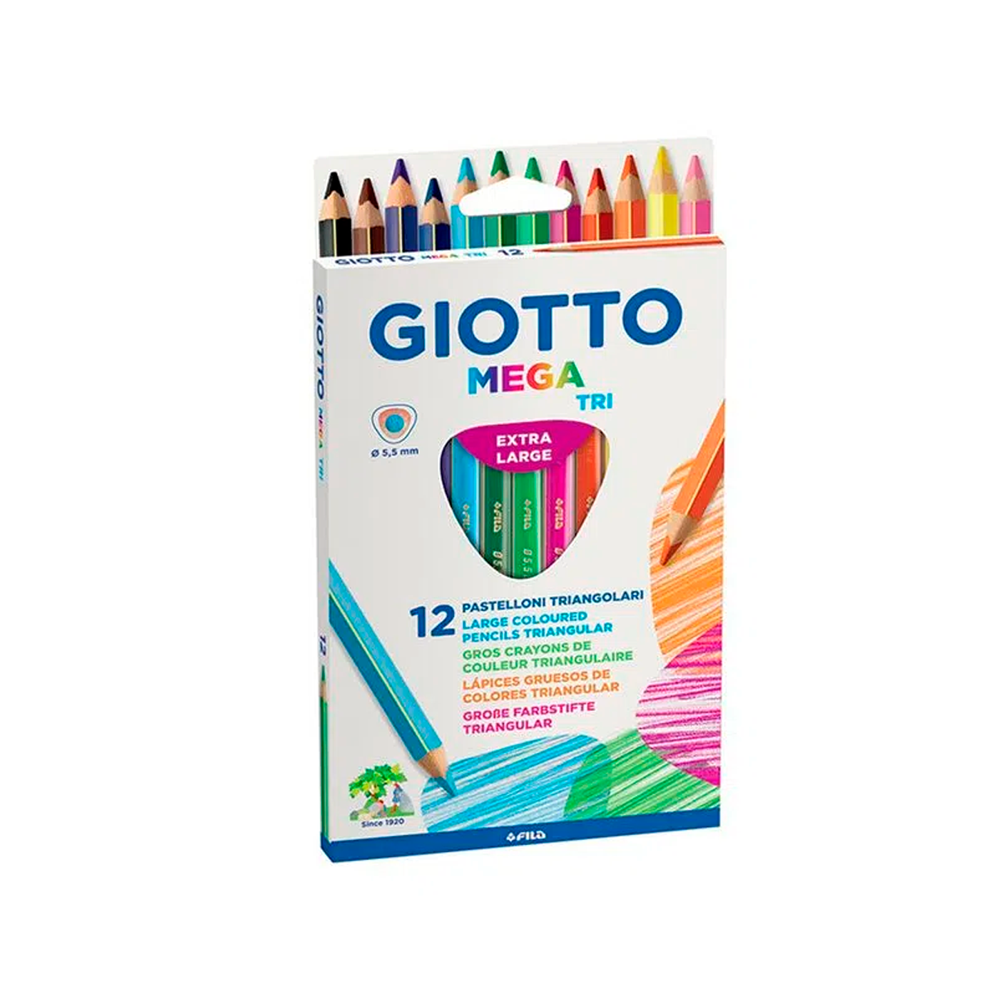 Lapiz de Color Giotto Mega Tri 12 Colores 1