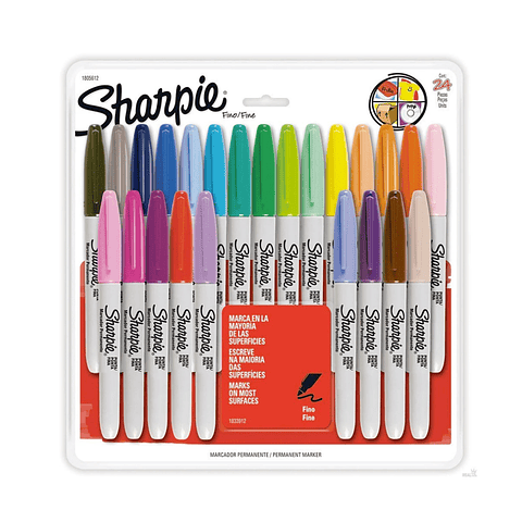 Set 24 Marcadores Permanentes Punta Fina Colores