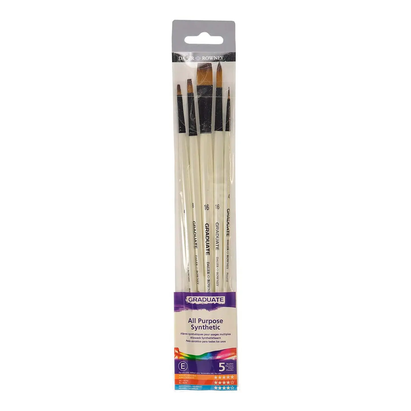 Pinceles Daler Rowney Mango largo sintético Set 5 Unidades 1