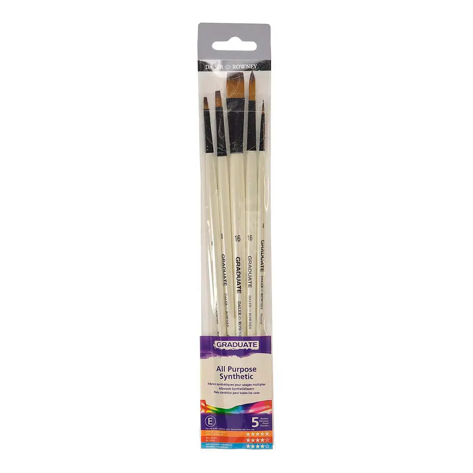 Pinceles Daler Rowney Mango largo sintético Set 5 Unidades 1