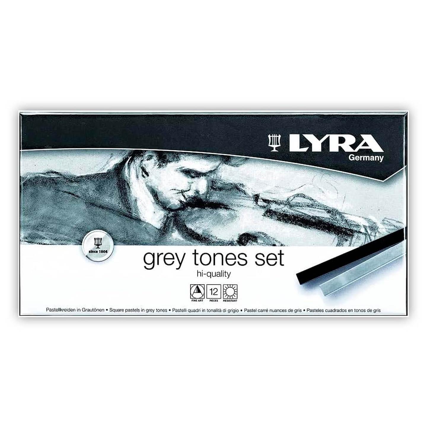 Set 12 Pasteles Lyra Polycrayons Tonos Grises 1