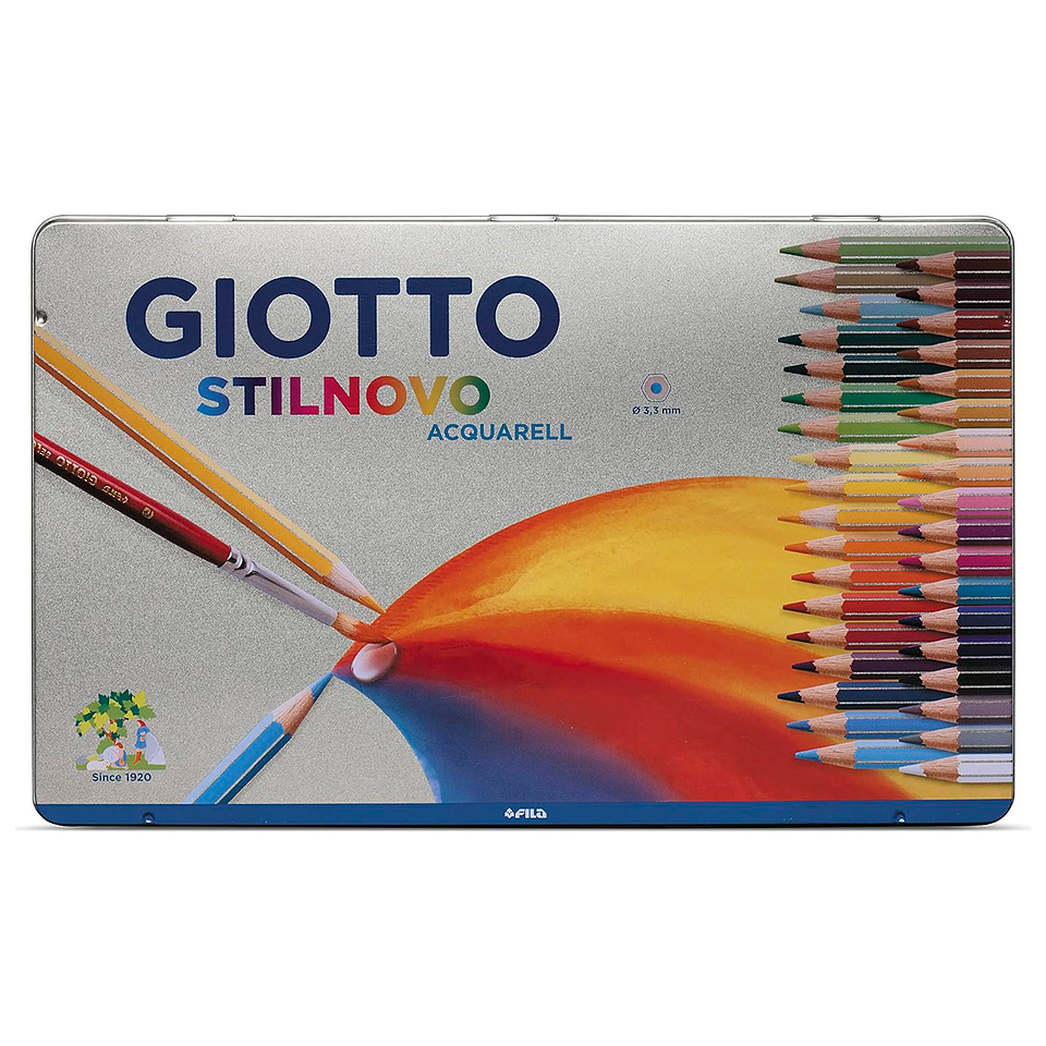 Lápices Giotto Stilnovo Acuarelable 36 Colores Estuche de Metal 1
