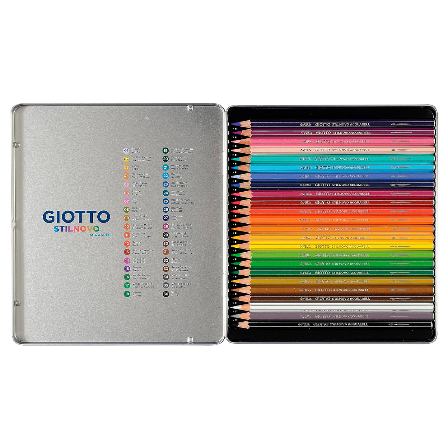 Lapiz Giotto Stilnovo Acuarelable 24 Colores Estuche de Metal 2