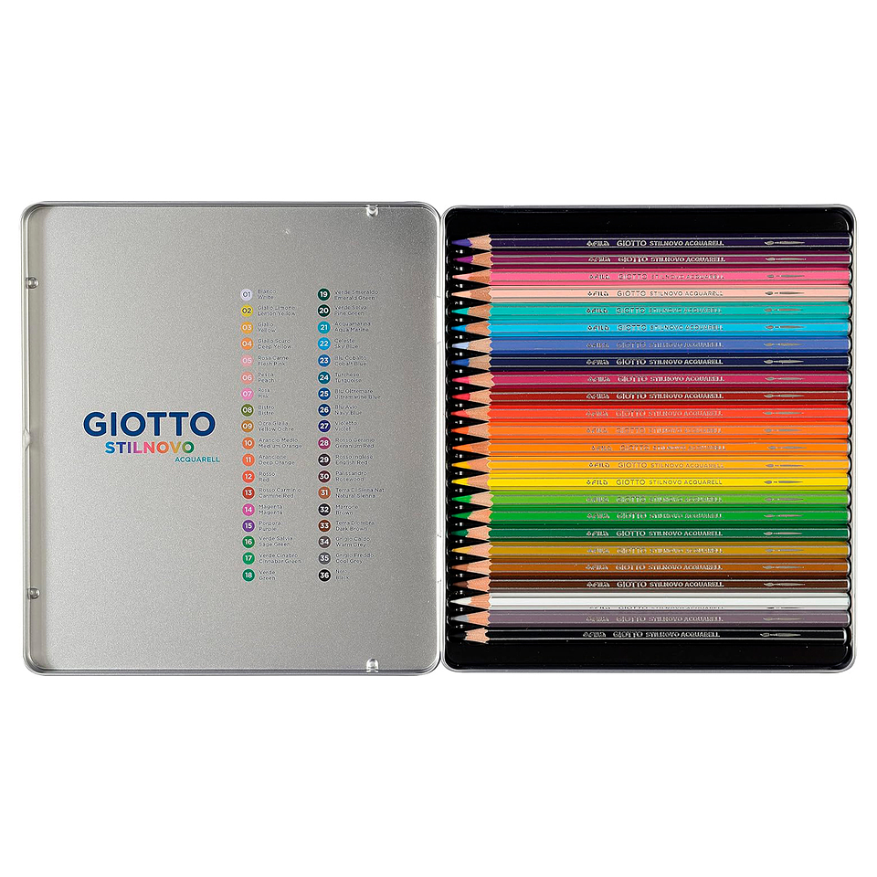 Lapiz Giotto Stilnovo Acuarelable 24 Colores Estuche de Metal 2