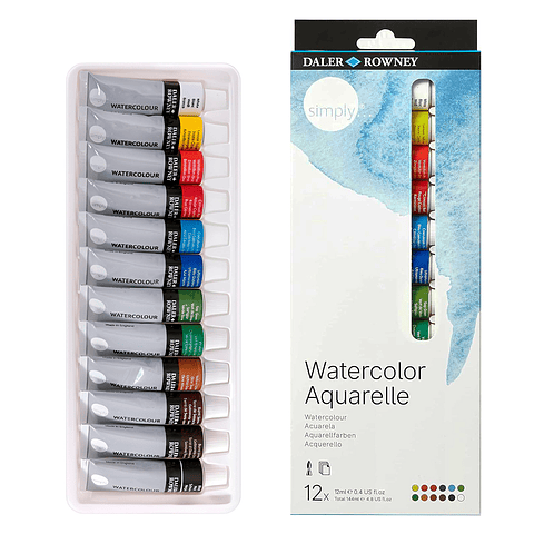 Daler Rowney Set acuarela Simply – Set 12 colores